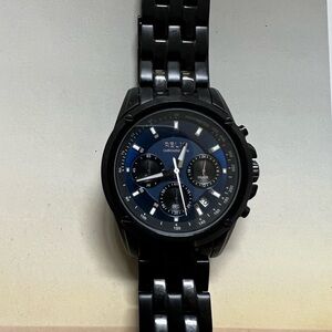 Relic Black and Blue Chronograph Timepiece